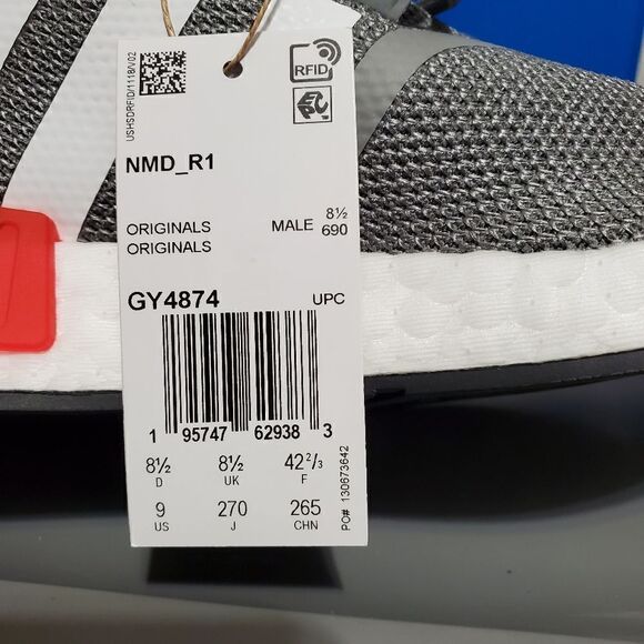 Adidas Mens Sz 9 NMD R1 Grey /White/ Red GY4874 Boost Ultraboost Sneak… - Picture 10 of 14